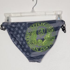 Affliction Black Premium Label Blinged Bikini Bottom Size Medium